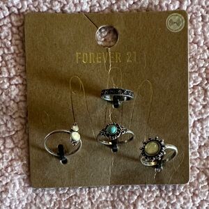 Forever 21 Silver and White Ring Set